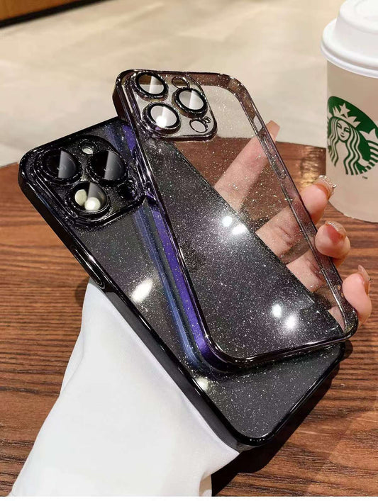 Transparent Glitter iPhone Case – Lens Protection, Anti-Yellow, Shockproof & Drop Resistant